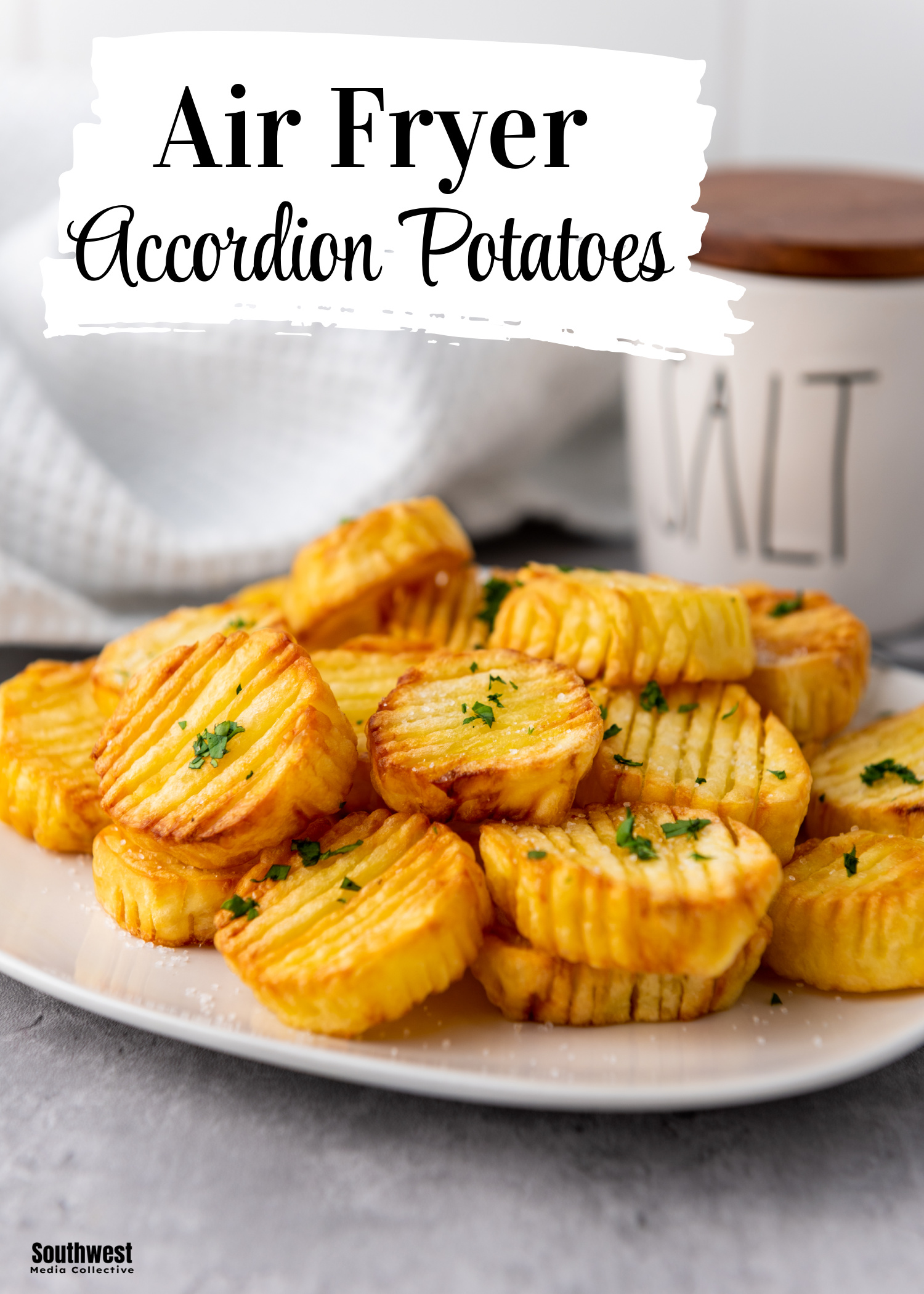 Delicious and easy, these Air Fryer Accordion Potatoes come together in less than 30 minutes with just 3 basic ingredients!
