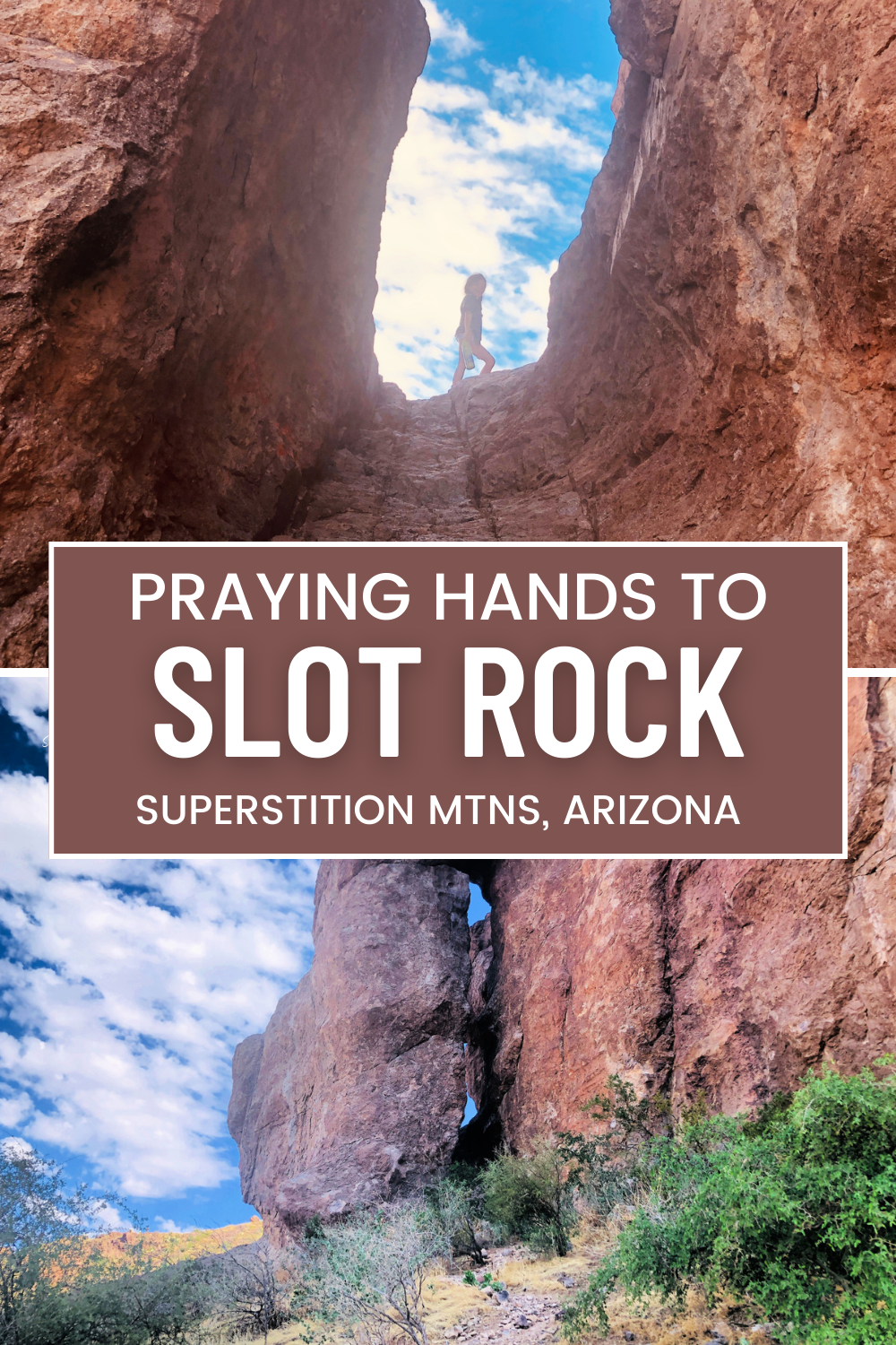 Praying Hands to Slot Rock Trail in Apache Junction is a really 4.30 mile loop in the Superstition Mountains that is moderately challenging, yet provides the best views of the desert and accompanying mountains!