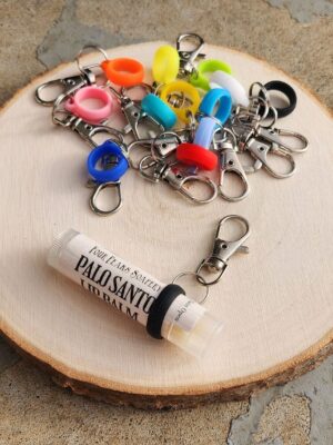 Lip Balm Holder Keychain | Silicone Lip Balm Holder | Backpack, Purse & Key Ring Clip | Cute Stocking Stuffer | Random Color