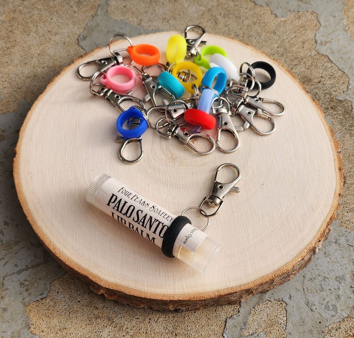 Lip Balm Holder Keychain | Silicone Lip Balm Holder | Backpack, Purse & Key Ring Clip | Cute Stocking Stuffer | Random Color