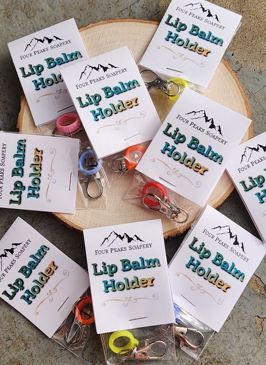 Lip Balm Holder Keychain | Silicone Lip Balm Holder | Backpack, Purse & Key Ring Clip | Cute Stocking Stuffer | Random Color